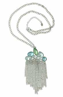 OLIVIA WELLES Gold Plated Hallie Fringe Crystal Necklace