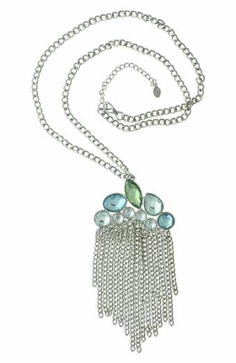 OLIVIA WELLES Gold Plated Hallie Fringe Crystal Necklace