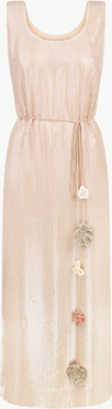 Malva Florea Sleeveless Sequin Maxi Dress With Floral Tassels