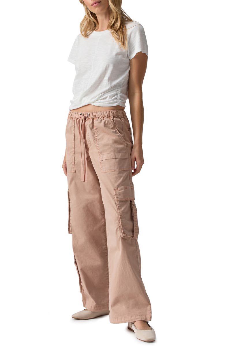 Sanctuary Stretch Cotton Cargo Parachute Pants, Alternate, color, Bare Beige