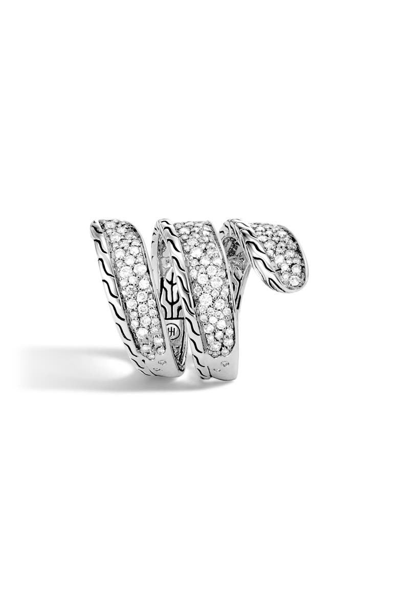 Classic Chain Pavé Diamond Wrap Ring, Alternate, color, SILVER/ DIAMOND