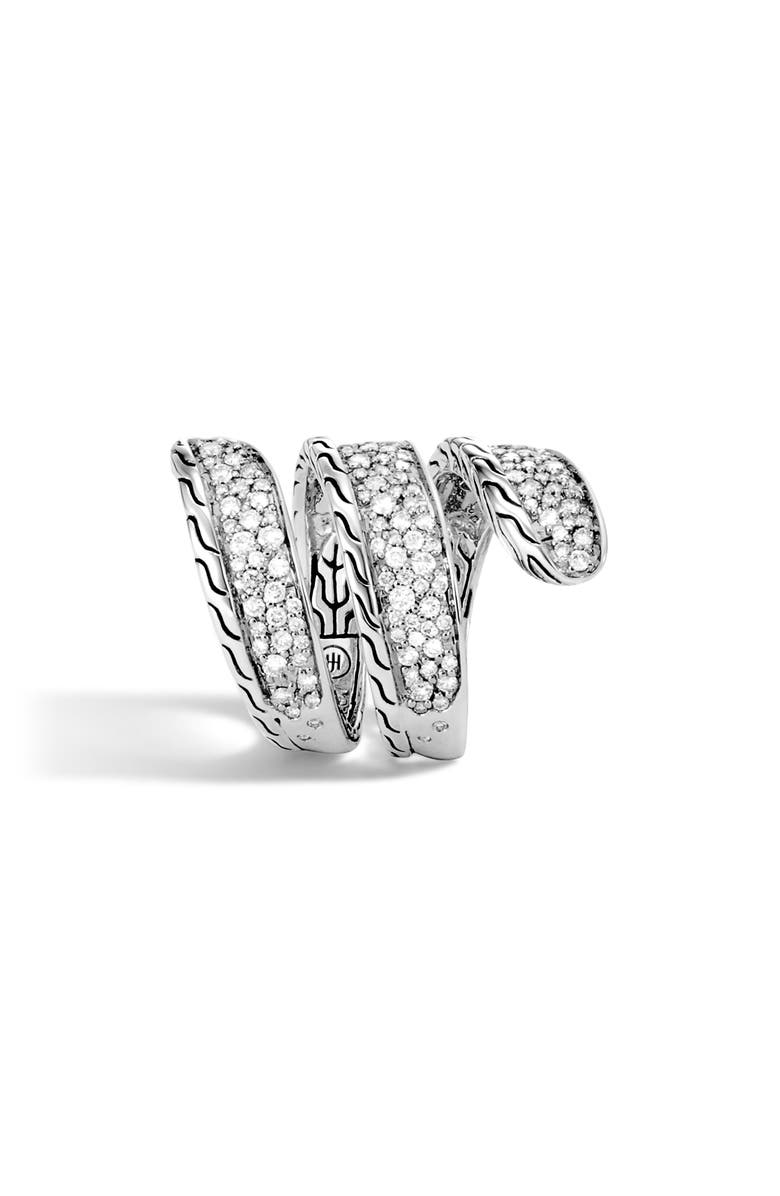 John Hardy Classic Chain Pavé Diamond Wrap Ring, Alternate, color,