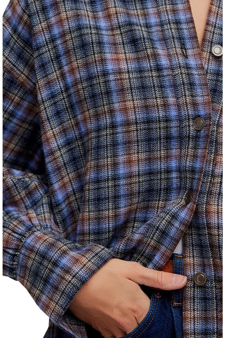 Ashley Oversize Plaid Cotton Button-Up Shirt, Alternate, color, BLUE COMBO - KRISTA