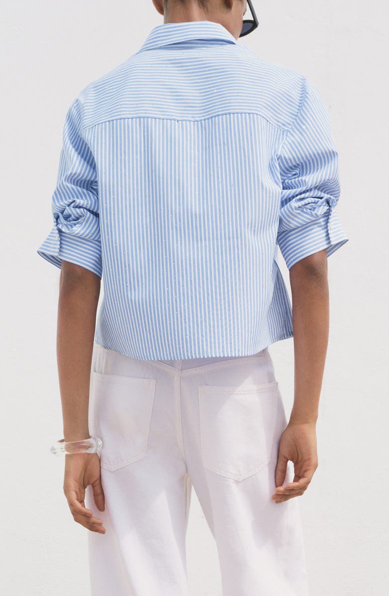 MANGO Embellished Stripe Button-Up Shirt, Alternate, color, Blue