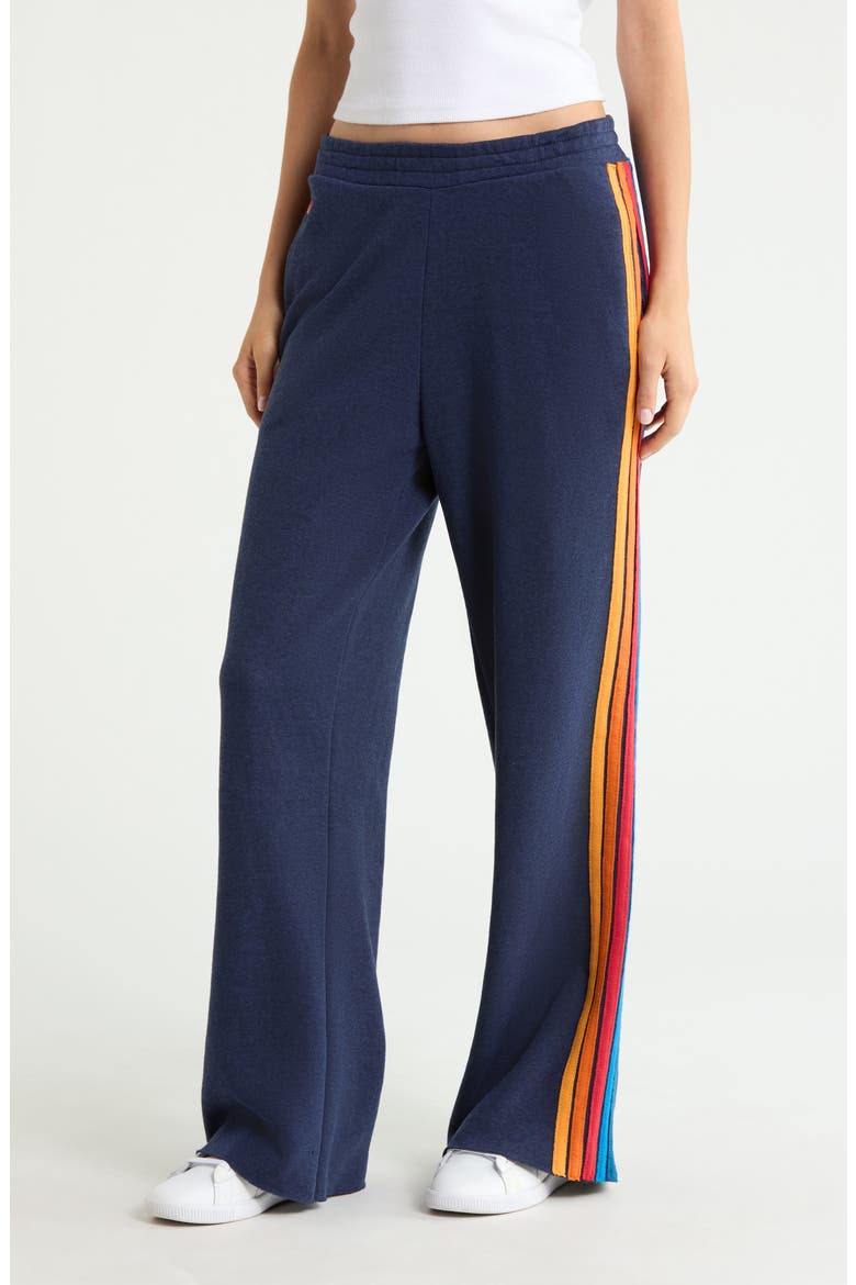 5-Stripe Wide Leg Sweatpants, Main, color, NAVY