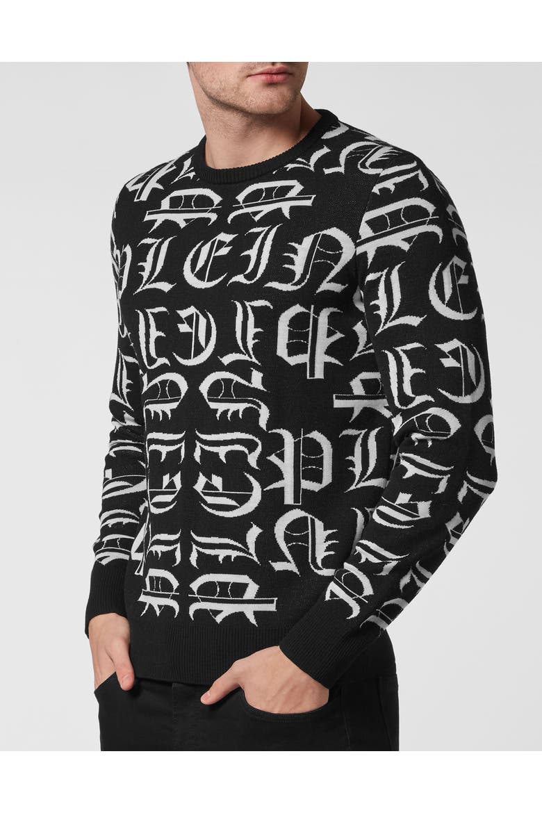 Pullover Round Neck Gothic Plein Men, Main, color, black