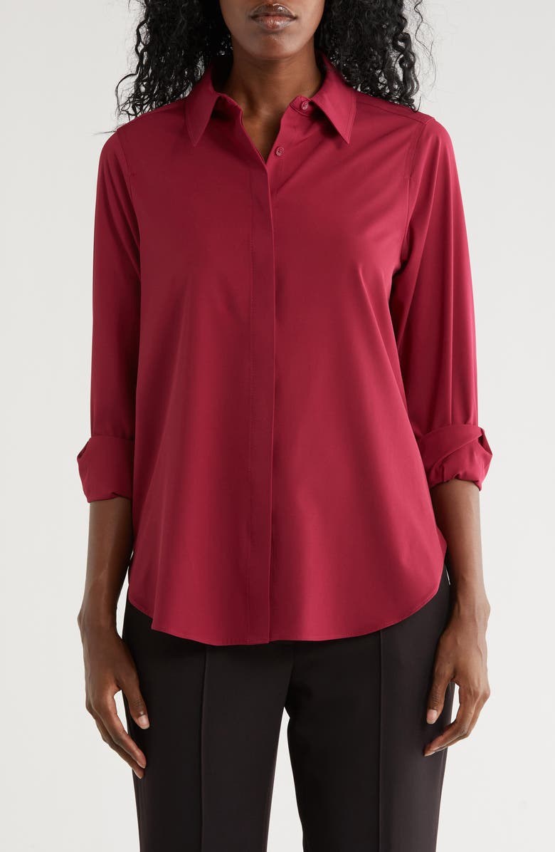 DKNY Button-Up Shirt, Main, color, Beet