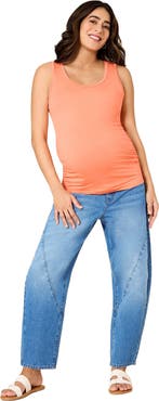 MOTHERHOOD MATERNITY Under the Belly Barrel Leg Maternity Jeans