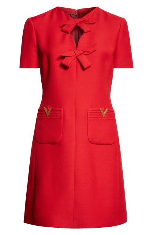 Valentino Fitted Red Dress With Decorative Bows In Red
