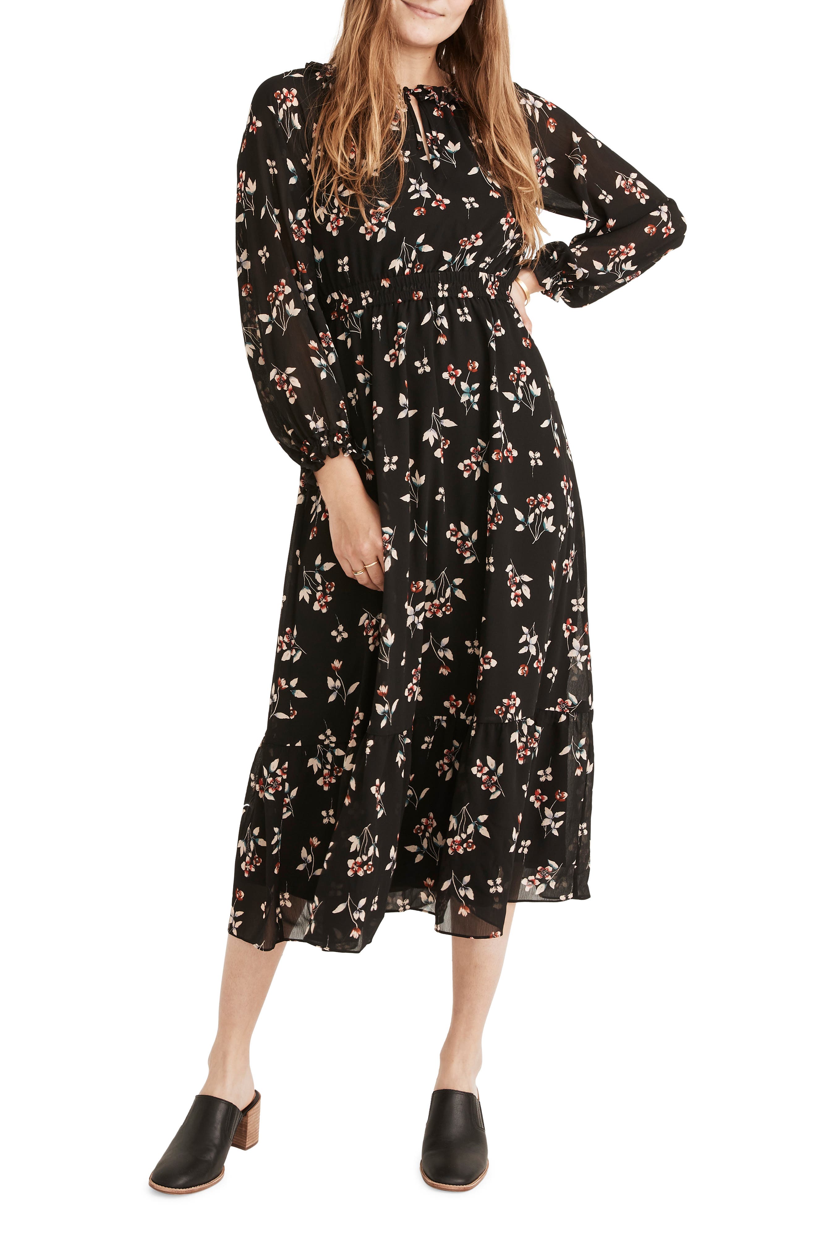 Posy Floral Gathered Neck Ruffle Dress