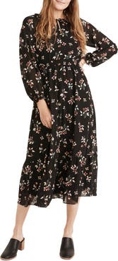 Madewell Posy Floral Gathered Neck Ruffle Dress