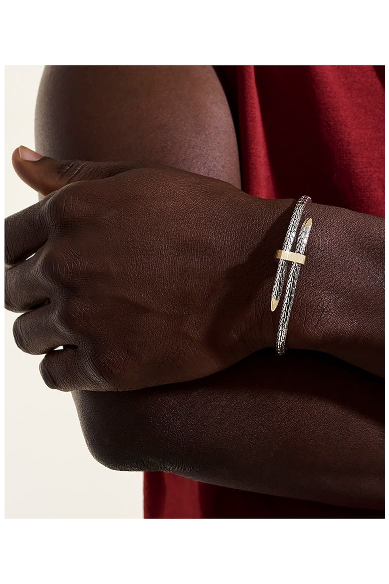 Spear Flex Cuff, Sterling Silver, 14K Gold, Alternate, color, SILVER AND GOLD