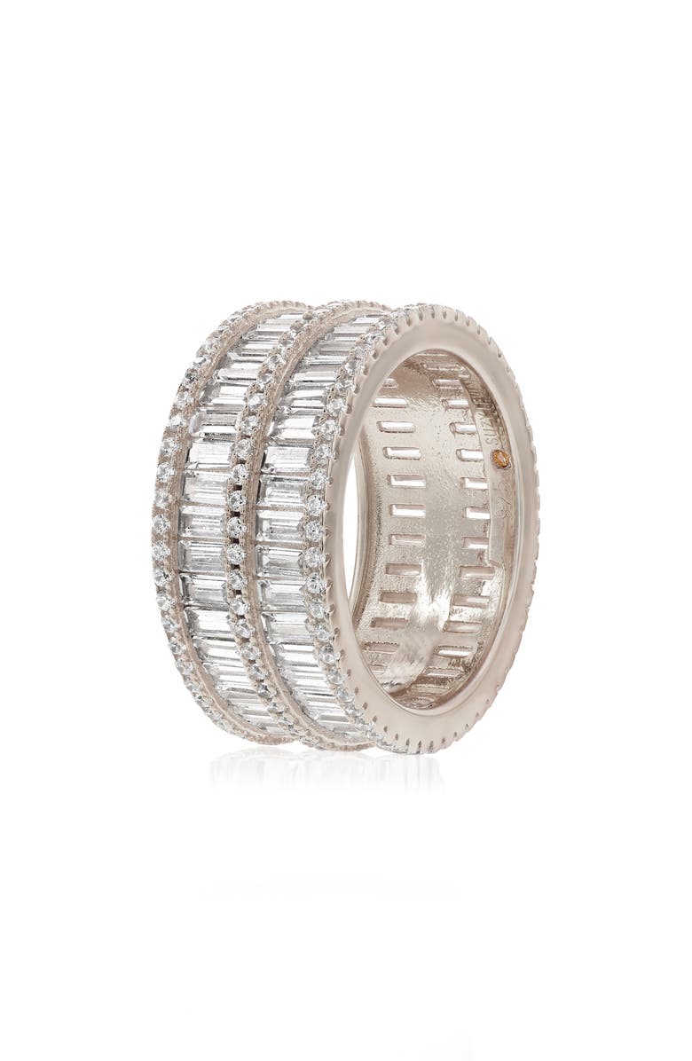 SUZY LEVIAN Cubic Zirconia Wide Eternity Band Ring, Alternate, color, Silver