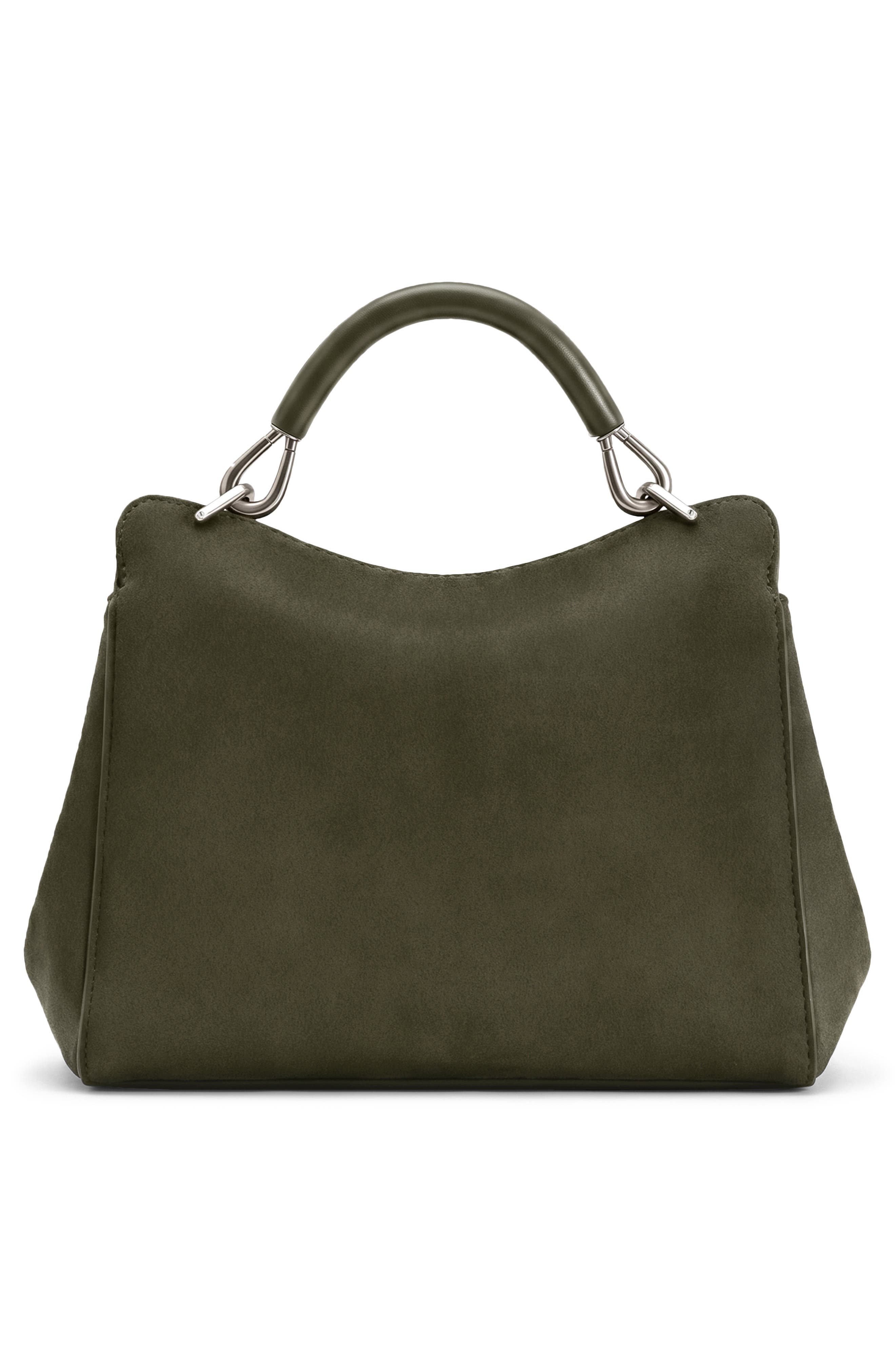 Lucia Faux Suede Top Handle Bag, Alternate, color, DARK OLIVE