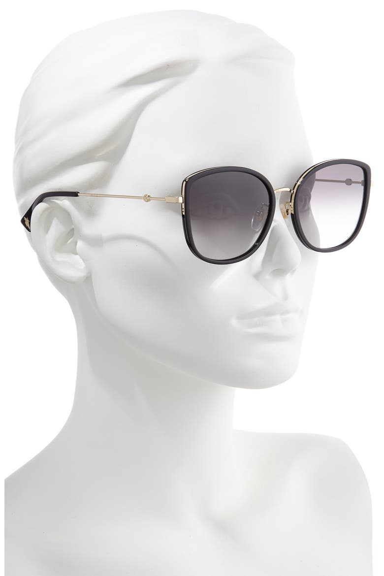 56mm Gradient Cat Eye Sunglasses, Alternate, color, BLACK/ GREY GRADIENT