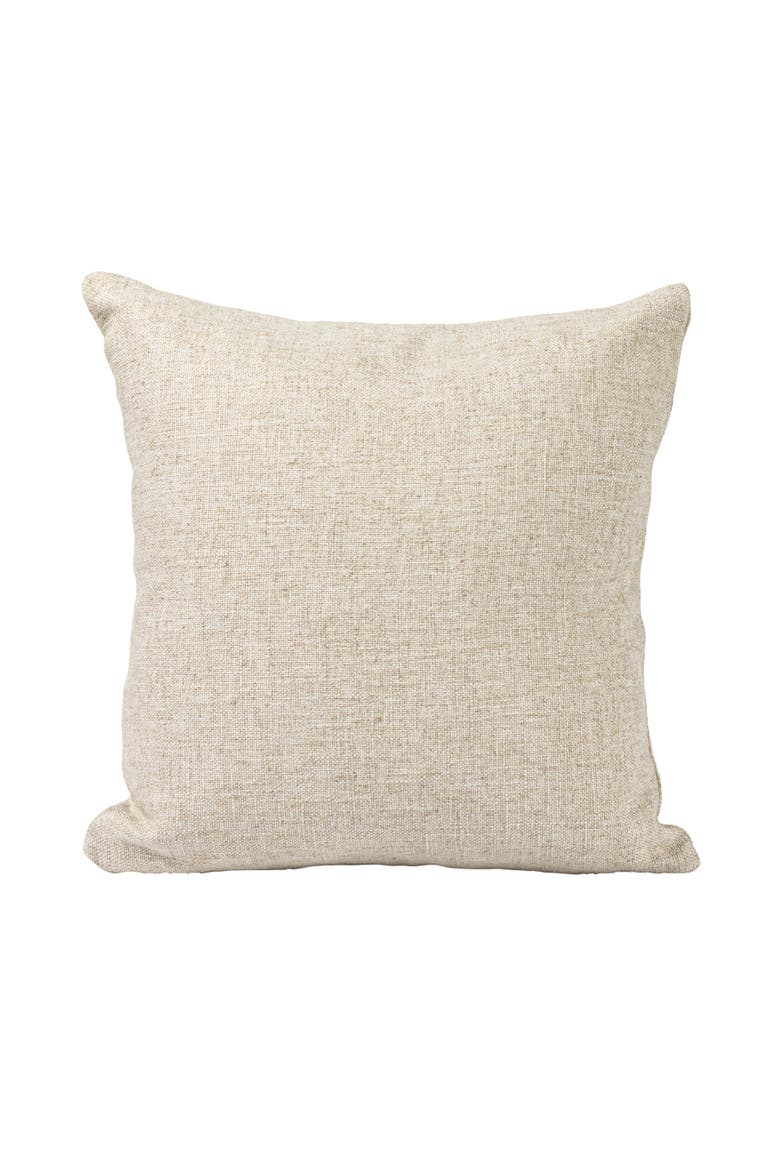 16" Square Linen Blend Printed Pillow with Frog and "The Kissing Booth is Closed" Text Prints and French Knots, Natural and Green, Alternate, color, Natural