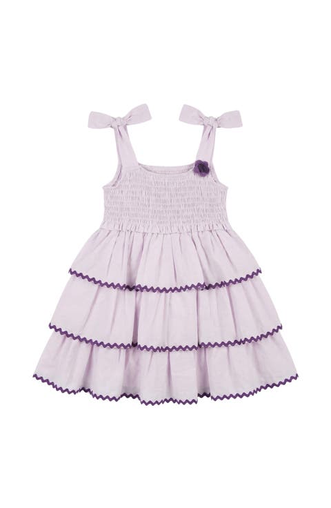 Kids' Smocked Bodice Tiered Cotton Party Dress (Little Kid)