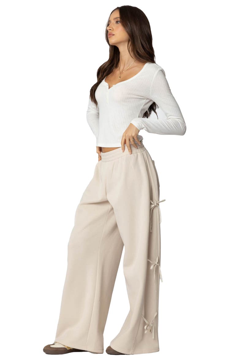 Claudette Bow Wide Leg Sweatpants, Alternate, color, CREAM