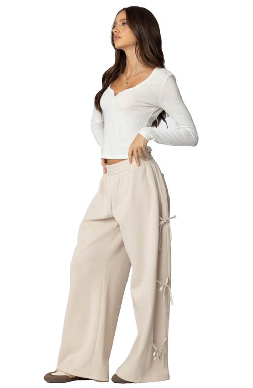 Edikted Claudette Baggy Ribbon Sweatpants In Cream