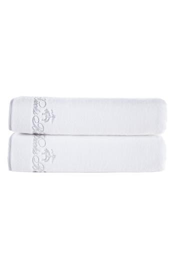 Brooks Brothers Contrast Frame 2pc Bath Sheets In White