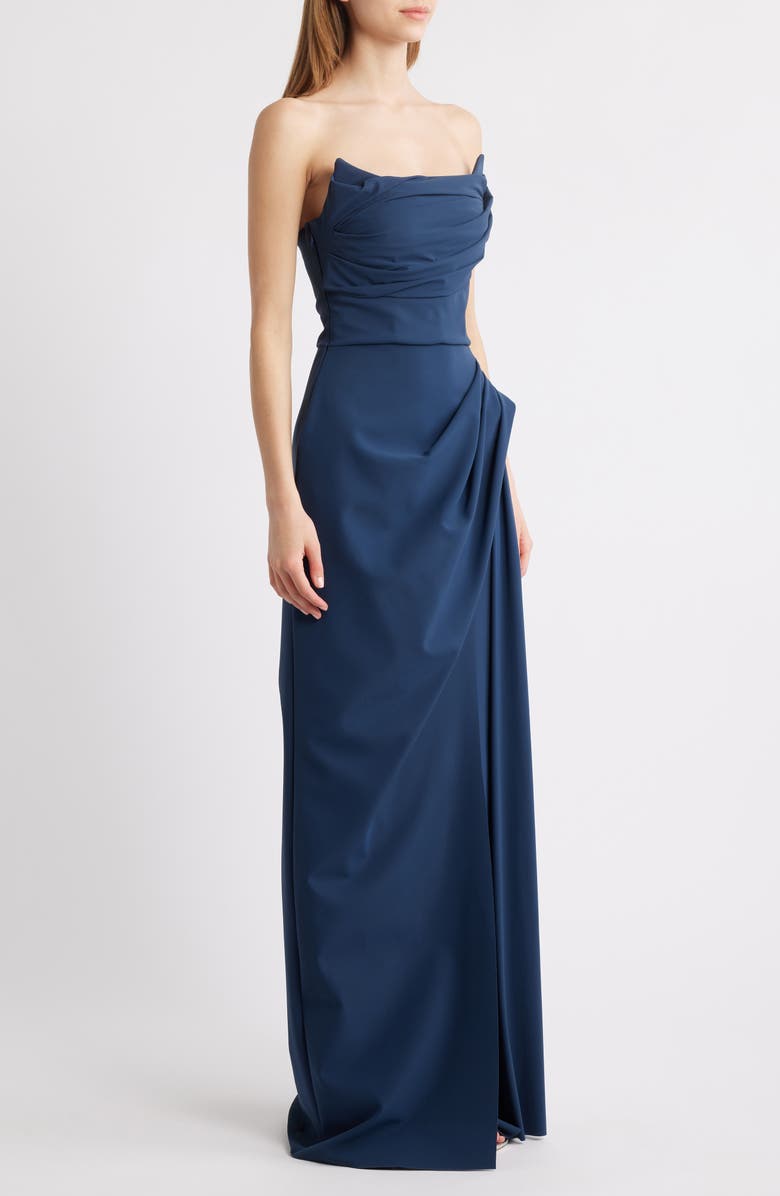Chiara Boni La Petite Robe Dotai Strapless Gown, Alternate, color, Arctic Blue
