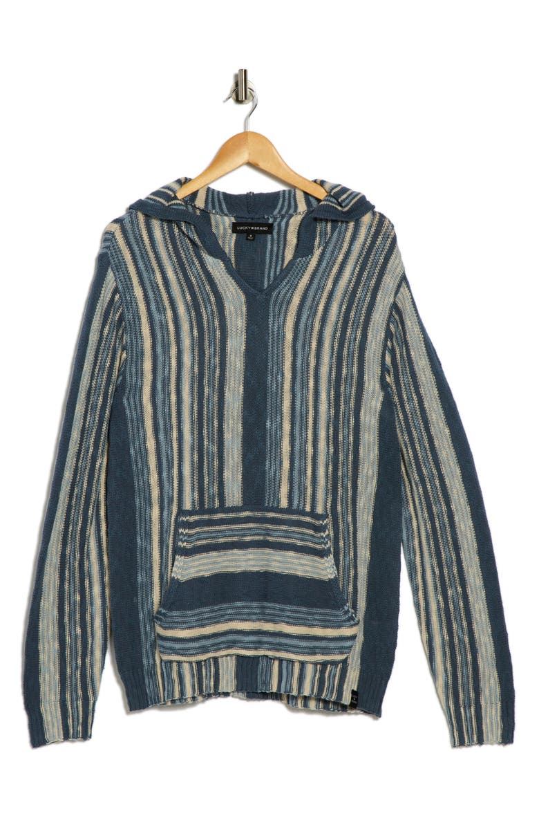 Lucky Brand Baja Stripe Hooded Sweater, Alternate, color, Blue Multi Stripe