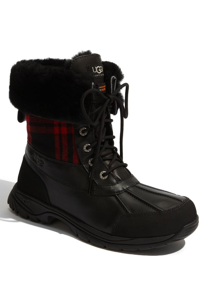 UGG<sup>®</sup> Butte Plaid Waterproof Boot, Main, color,
