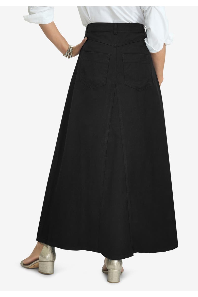 Denim Inset Maxi Skirt, Alternate, color, BLACK