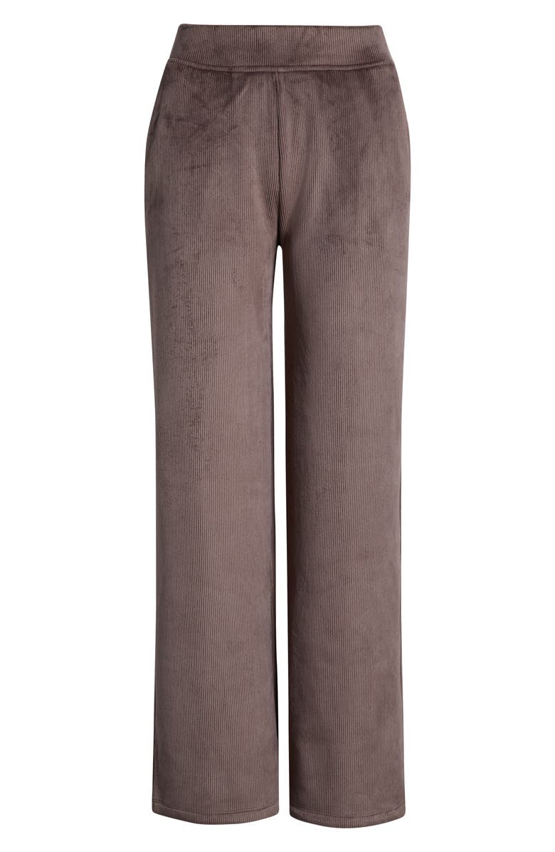 Zella Wide Leg Rib Velour Pants, Alternate, color, Brown Quartz