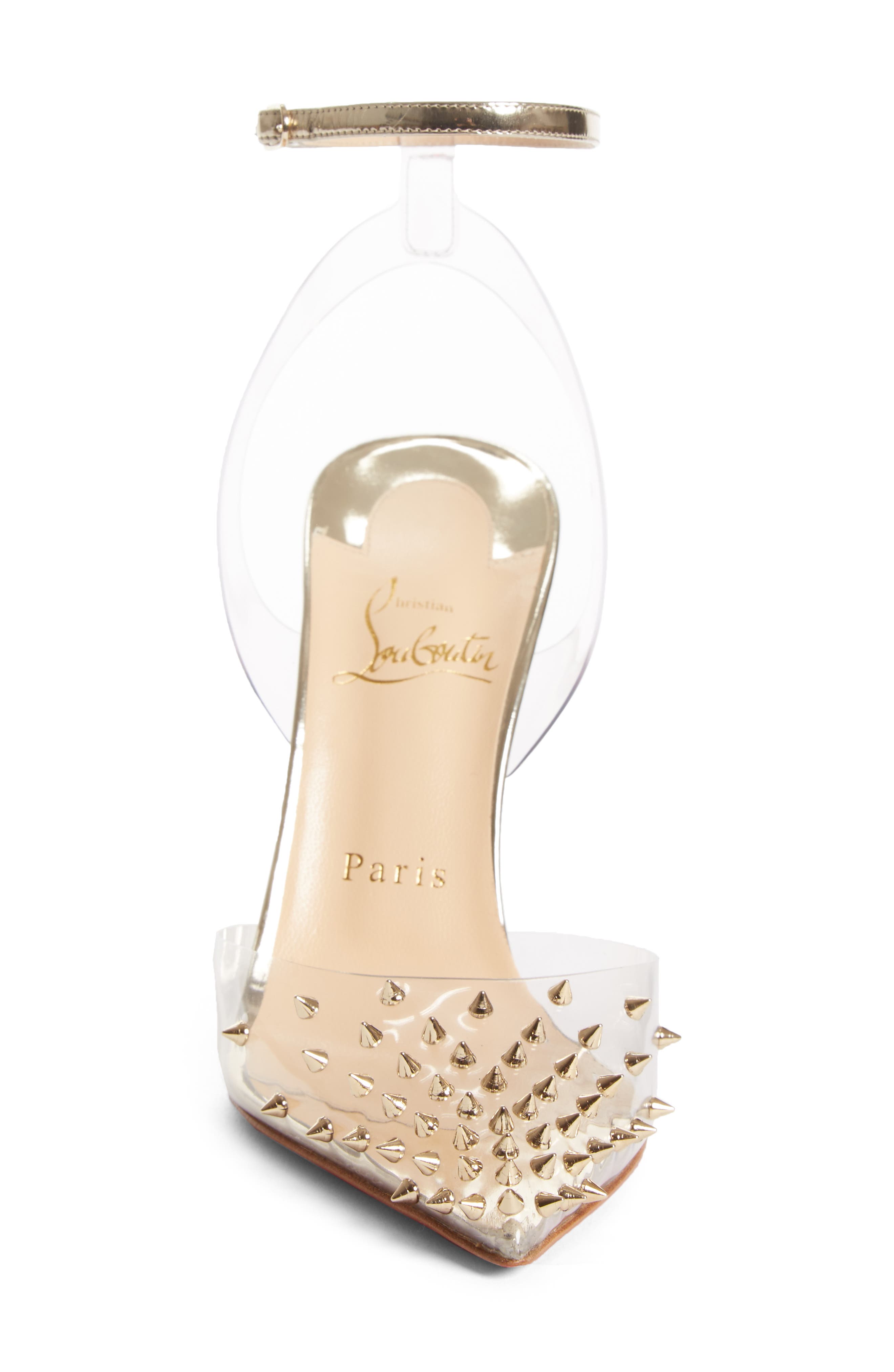 Christian Louboutin Spikoo Clear Ankle Strap Pump, Alternate, color, 