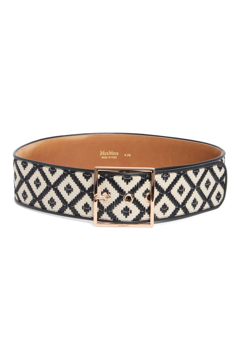 Raffia Effect Wide Belt, Main, color, BLACK