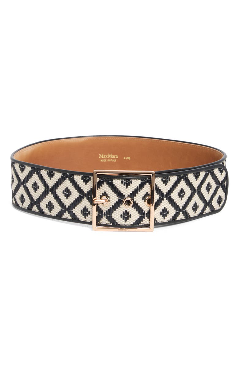 Max Mara Raffia Effect Wide Belt, Main, color, Black