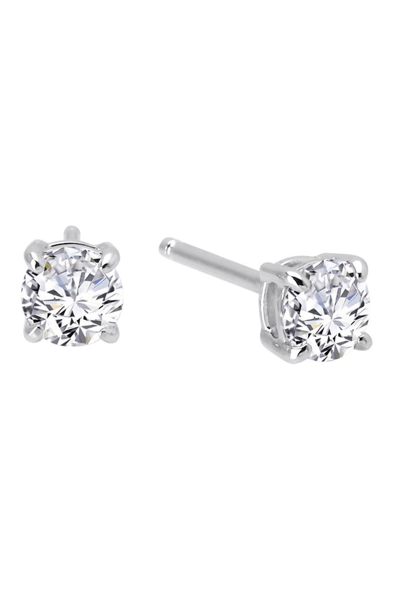 Simulated Diamond Stud Earrings, Main, color, SILVER/ CLEAR
