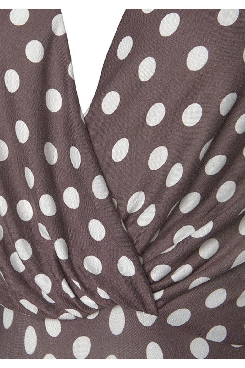 Women's Polka Dot V-Neck Dress, Alternate, color, Brown Multi