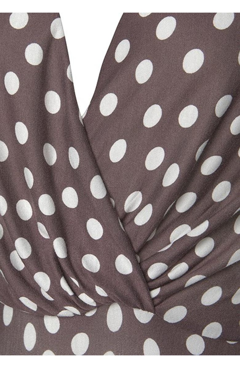 LASCANA Women's Polka Dot V-Neck Dress, Alternate, color, Brown Multi