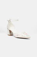 Prologue Shoes Lorelai Block Heel Embroidered Bridal Pump