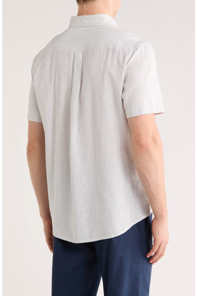 Linen & Cotton Short Sleeve Button-Up Shirt, Alternate, color, GREY HIGH-RISE WHITE EOE