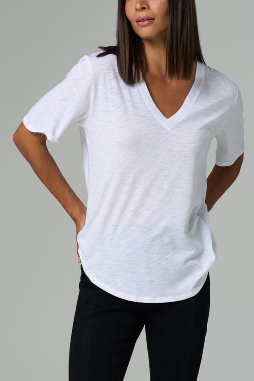 Franne Golde Slub Jersey V-neck Elbow Sleeve Tee