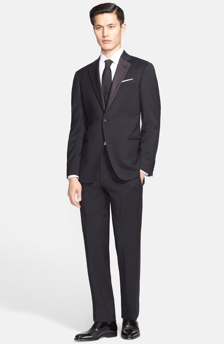Emporio Armani Armani Collezioni 'Giorgio' Trim Fit Notch Lapel Tuxedo, Main, color, 