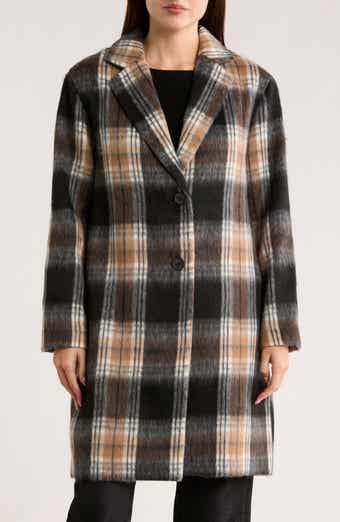 Lucky Brand Plaid Single Breasted Coat