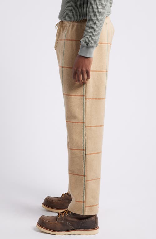 Standard Issue Windowpane Check Wool Blend Drawstring Slacker Pants In Tan