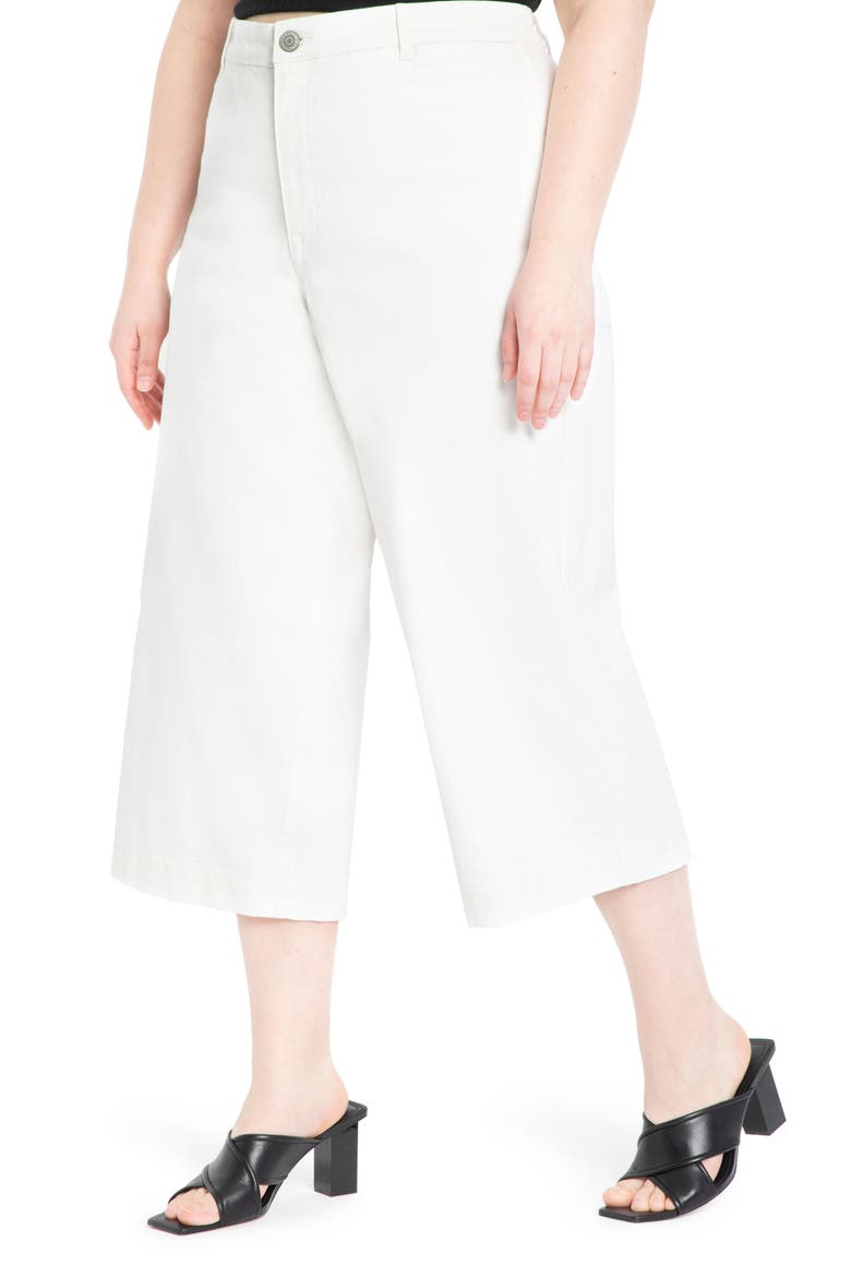 High Waist Crop Wide Leg Jeans, Main, color, WHITE