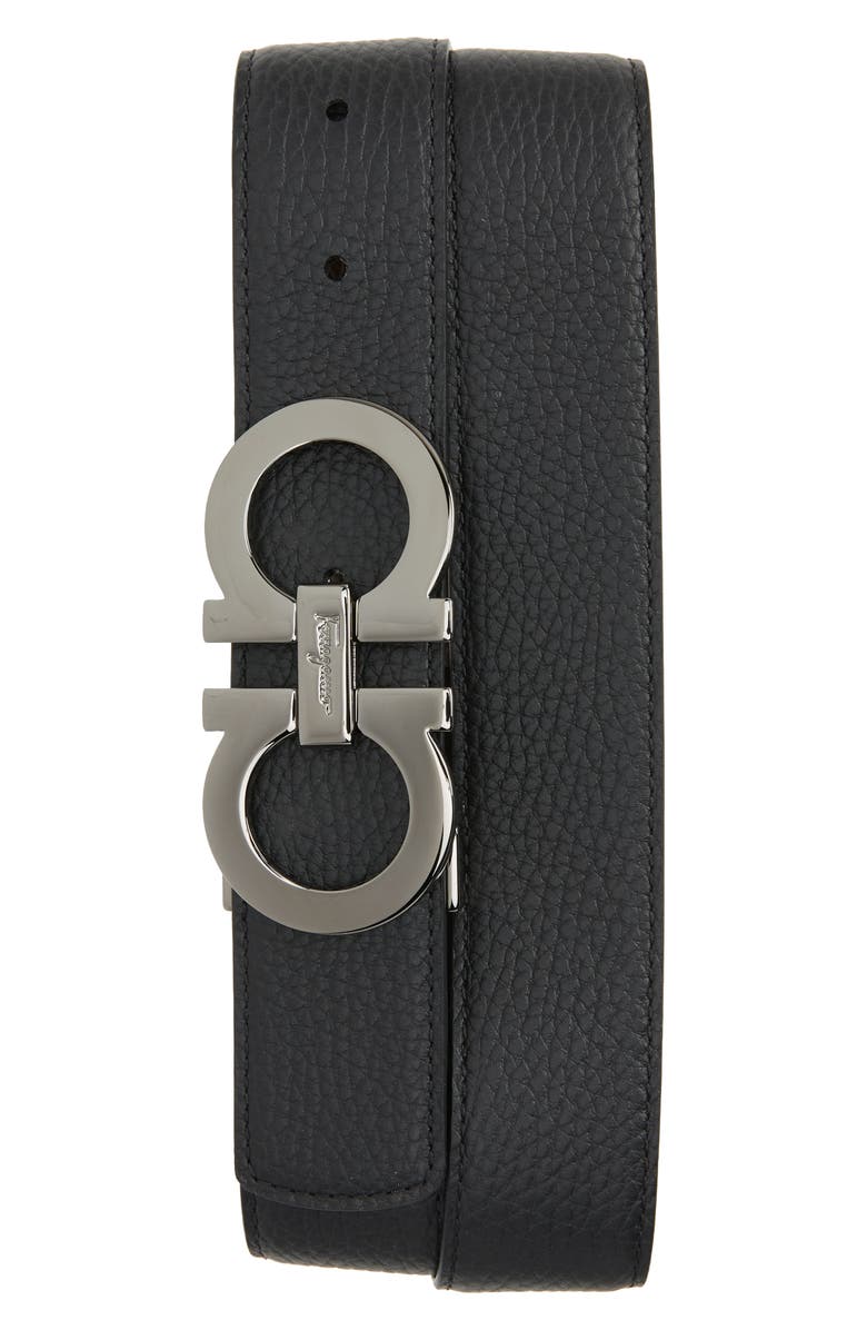 FERRAGAMO Double Gancio Reversible Leather Belt, Main, color, 