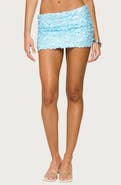 EDIKTED Evelina Low Rise Sequin Miniskirt