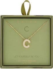 Leith Pavé Cubic Zirconia Initial Pendant Necklace