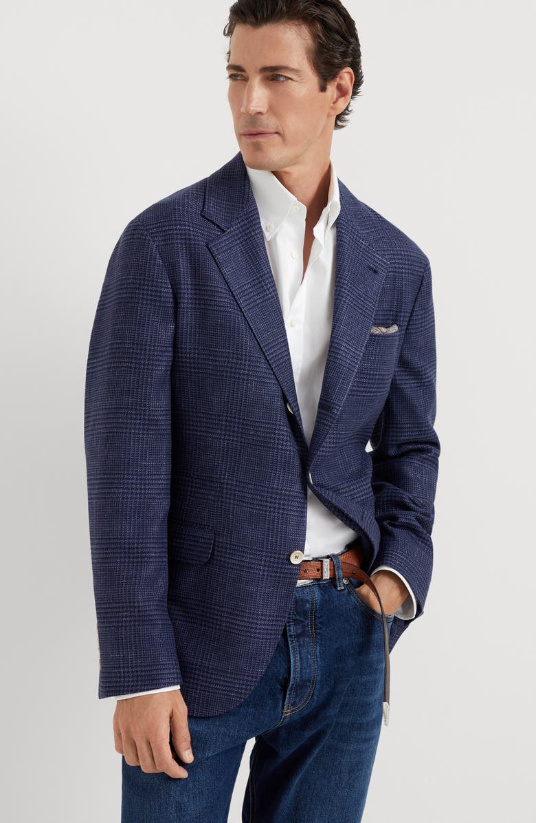 Brunello Cucinelli Prince of Wales deconstructed blazer, Alternate, color, 
