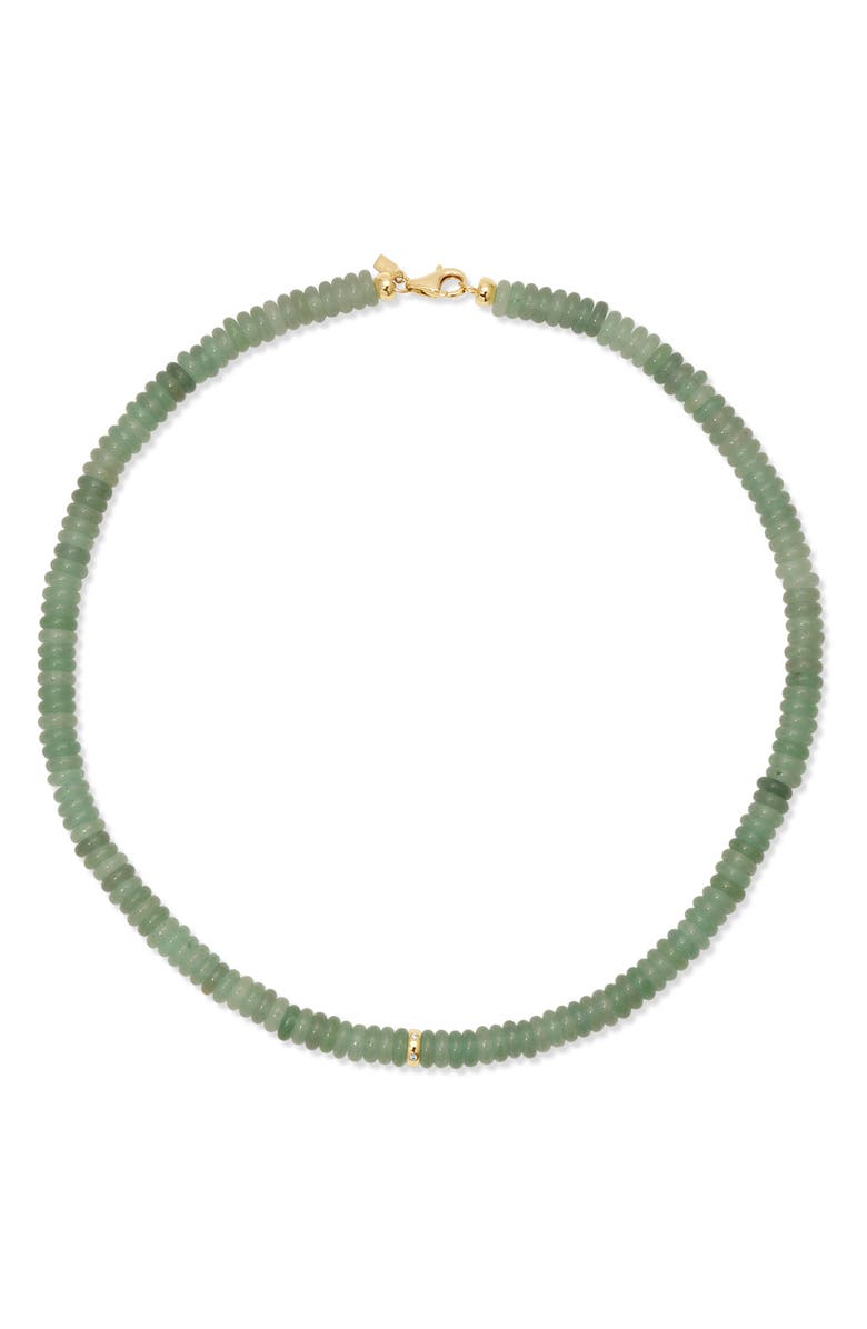 EF Collection Semiprecious Stone Rondelle Bead Necklace, Main, color, 14K Yellow Gold / Aventurine