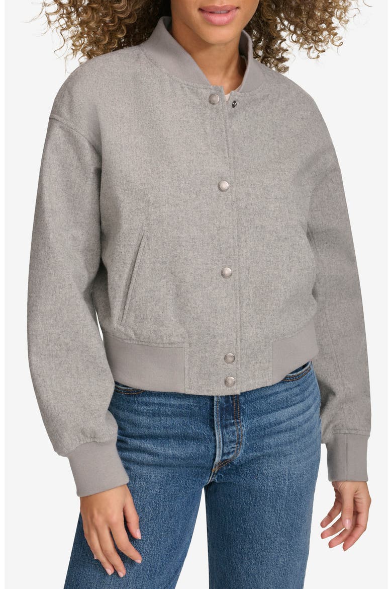 Faux Shearling Bomber Jacket, Main, color, HEATHER GREY