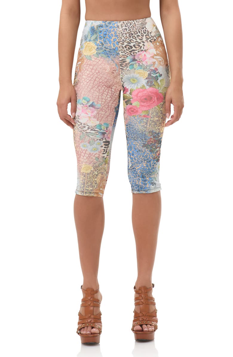 AFRM Gianna Mixed Print Capri Leggings, Main, color, Iris Patchwork