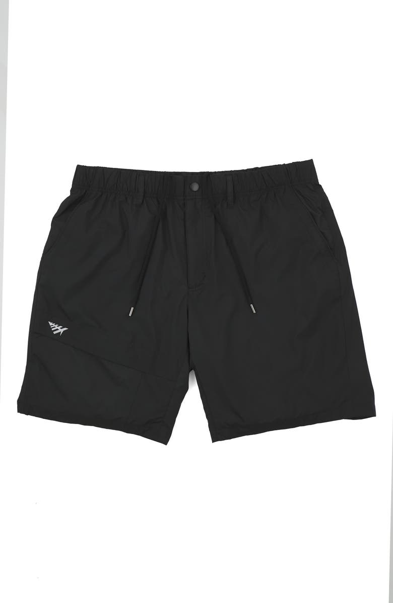PAPER PLANES Logo Reflective Track Shorts, Main, color, Black